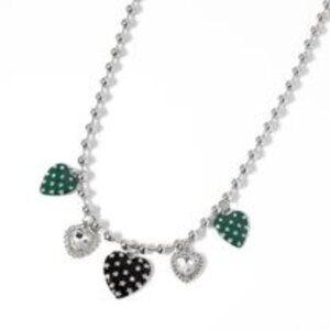 Paparazzi Mutual Affection - Multi Black and Green Heart Silver Short Necklace